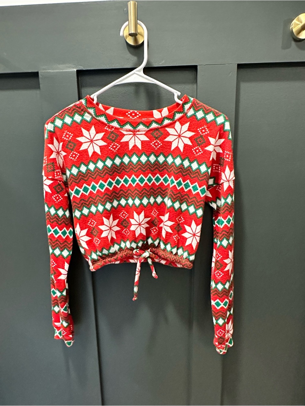 Christmas- Red, White & Green Crop Sweater (women/junior)